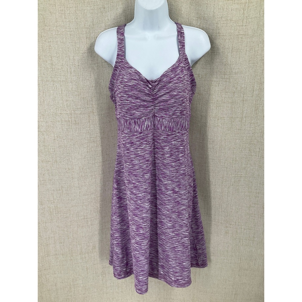 Prana Active Dress Womens Large Purple Space Dye Strappy Back Built-in Bra Boho